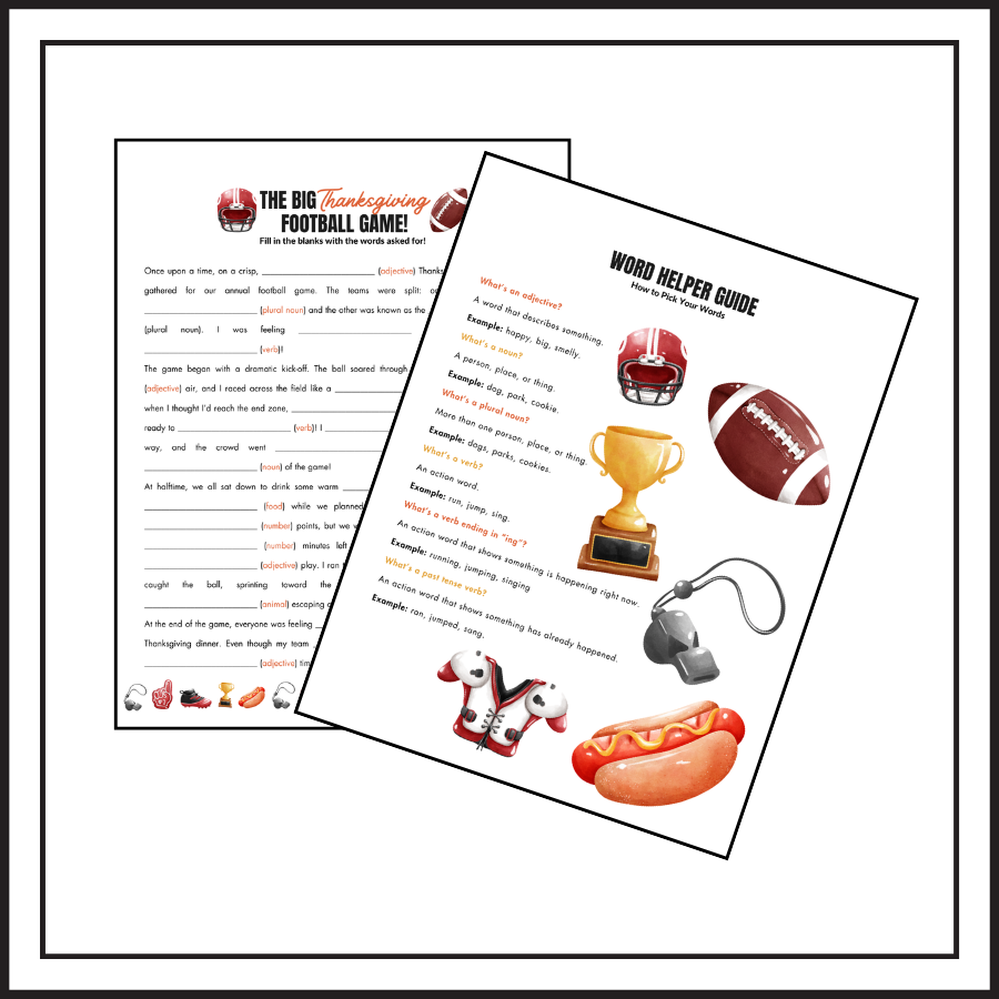 THE BIG THANKSGIVING FOOTBALL GAME MAD LIBS