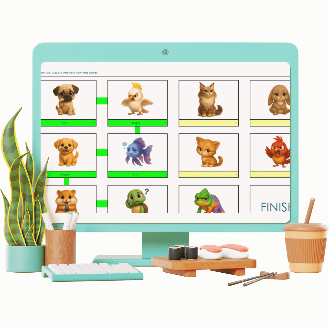 Animal Emotions Maze (Google Sheets Interactive Activity - Pop Sugar Cafe