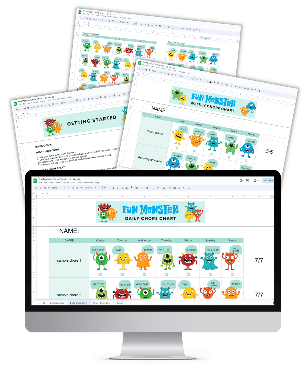 Fun Monster Pop Up Chore Chart - Pop Sugar Cafe