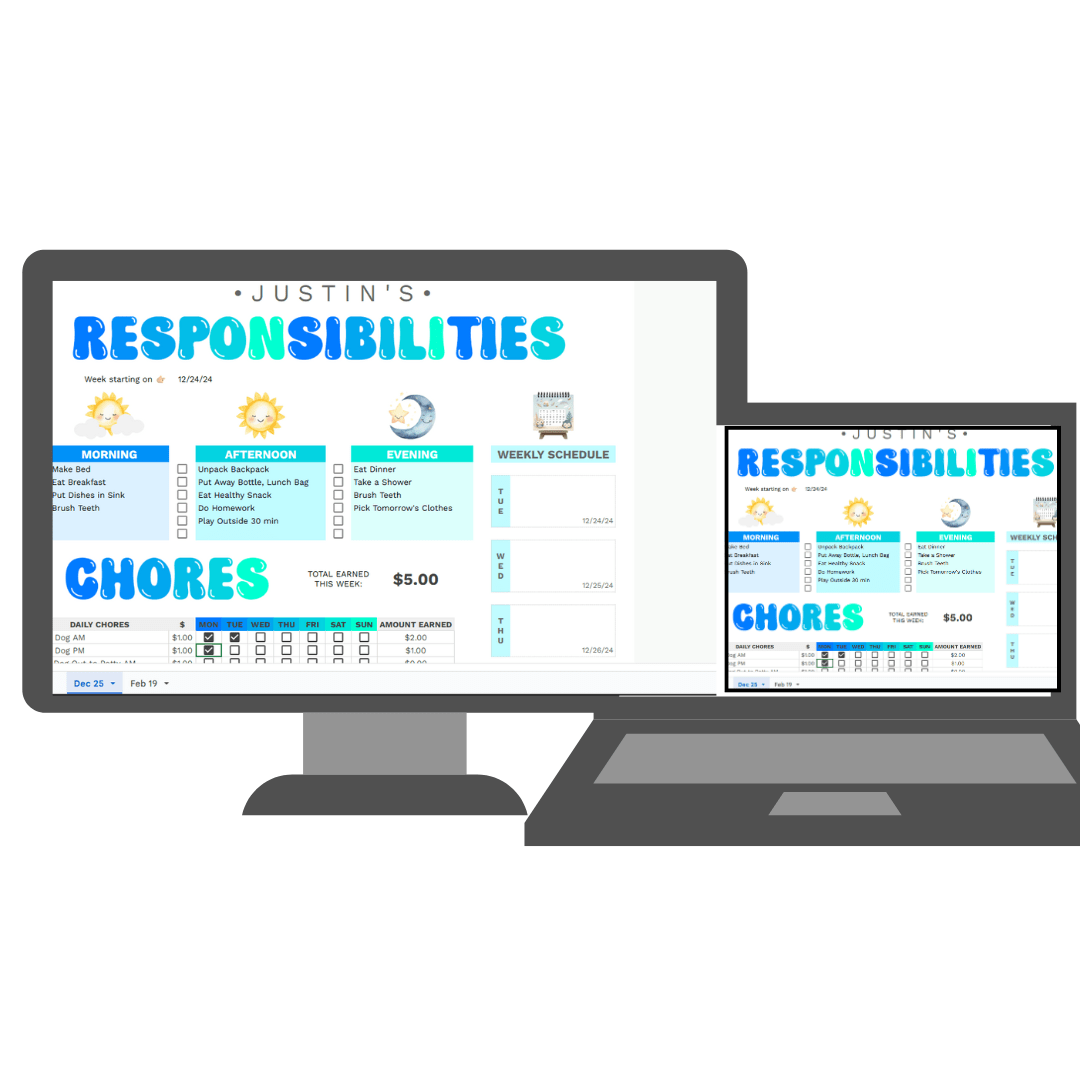 Kids Digital Chore Chart - Pop Sugar Cafe