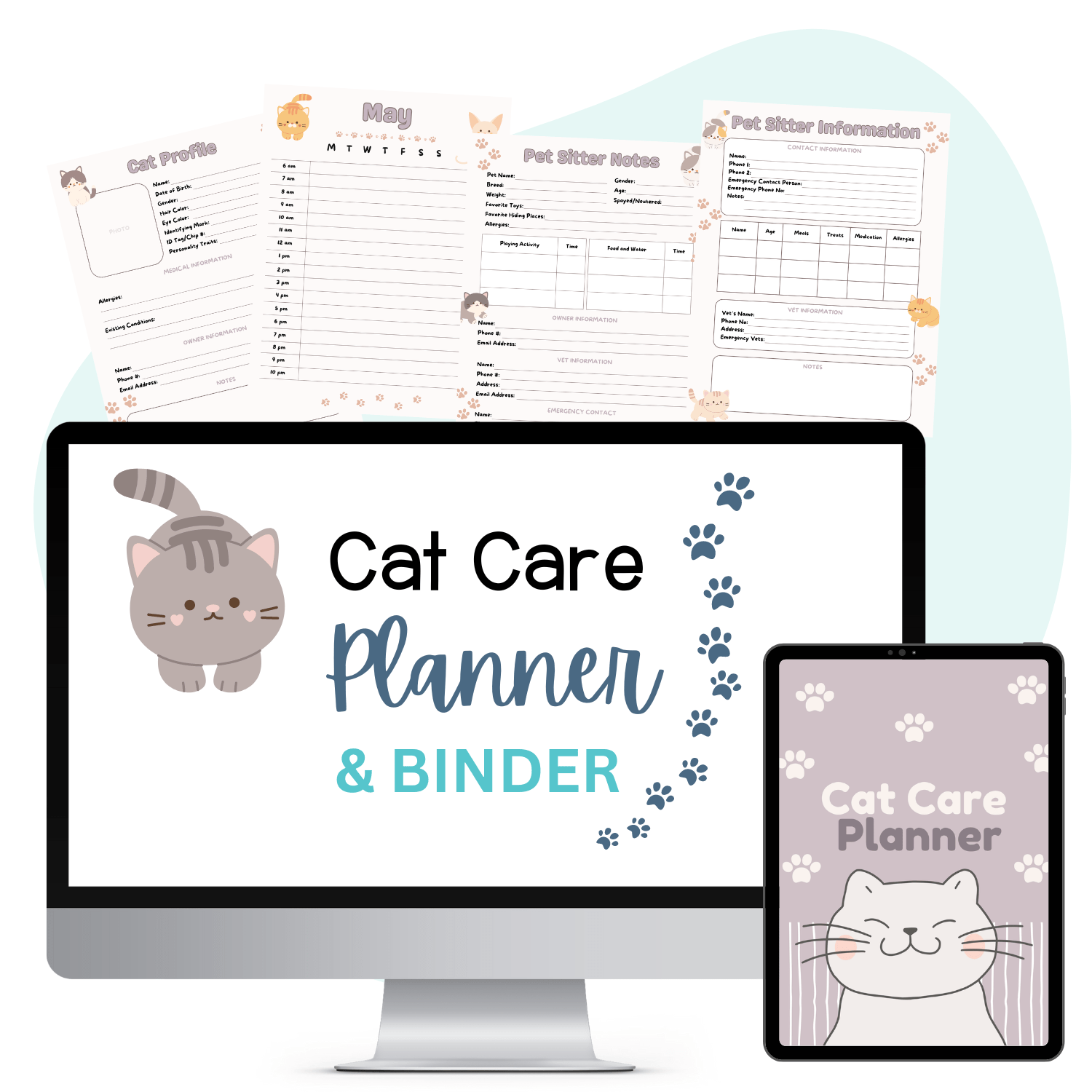 CAT CARE PLANNER AND BINDER - Pop Sugar Cafe