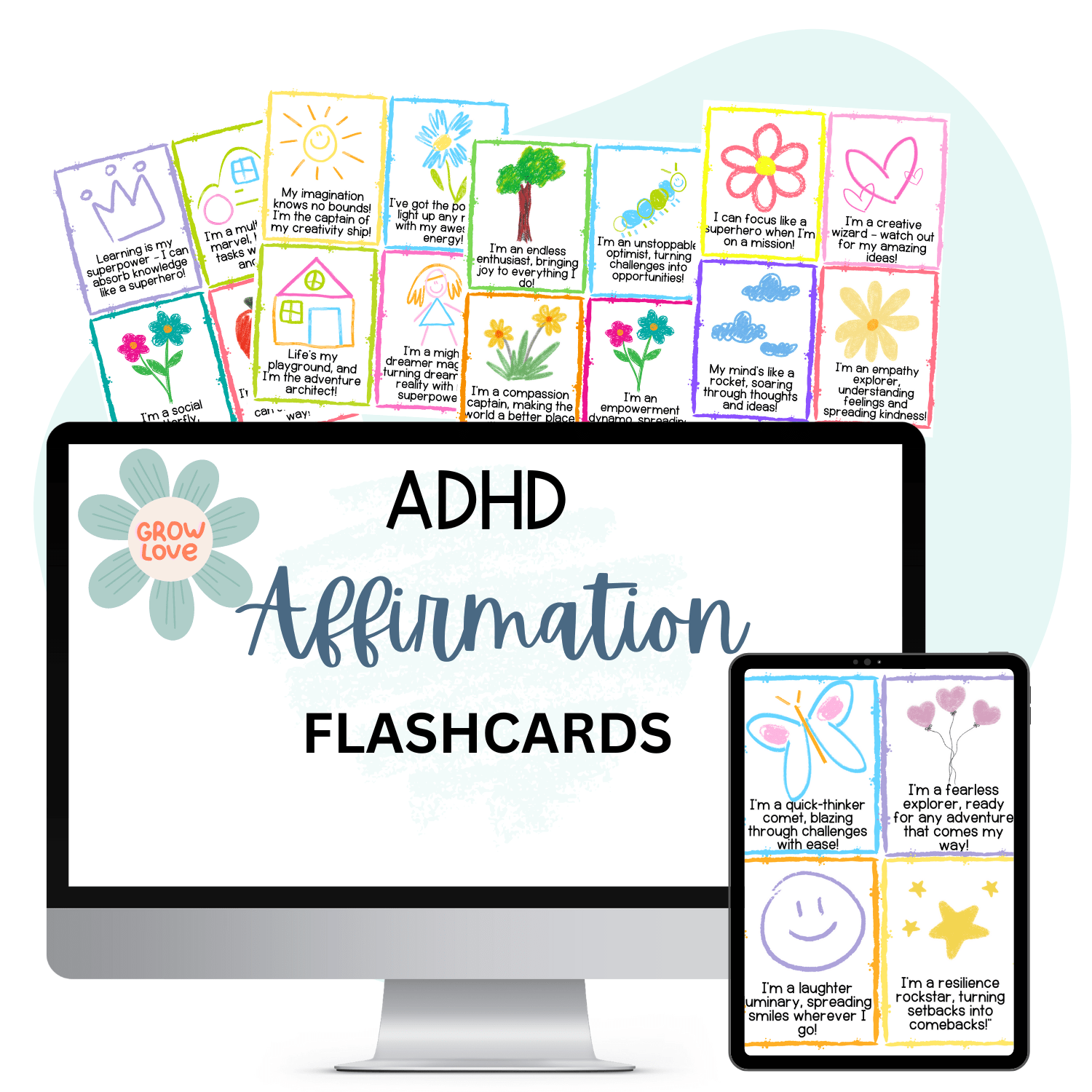 ADHD Affirmation Cards  - Pop Sugar Cafe