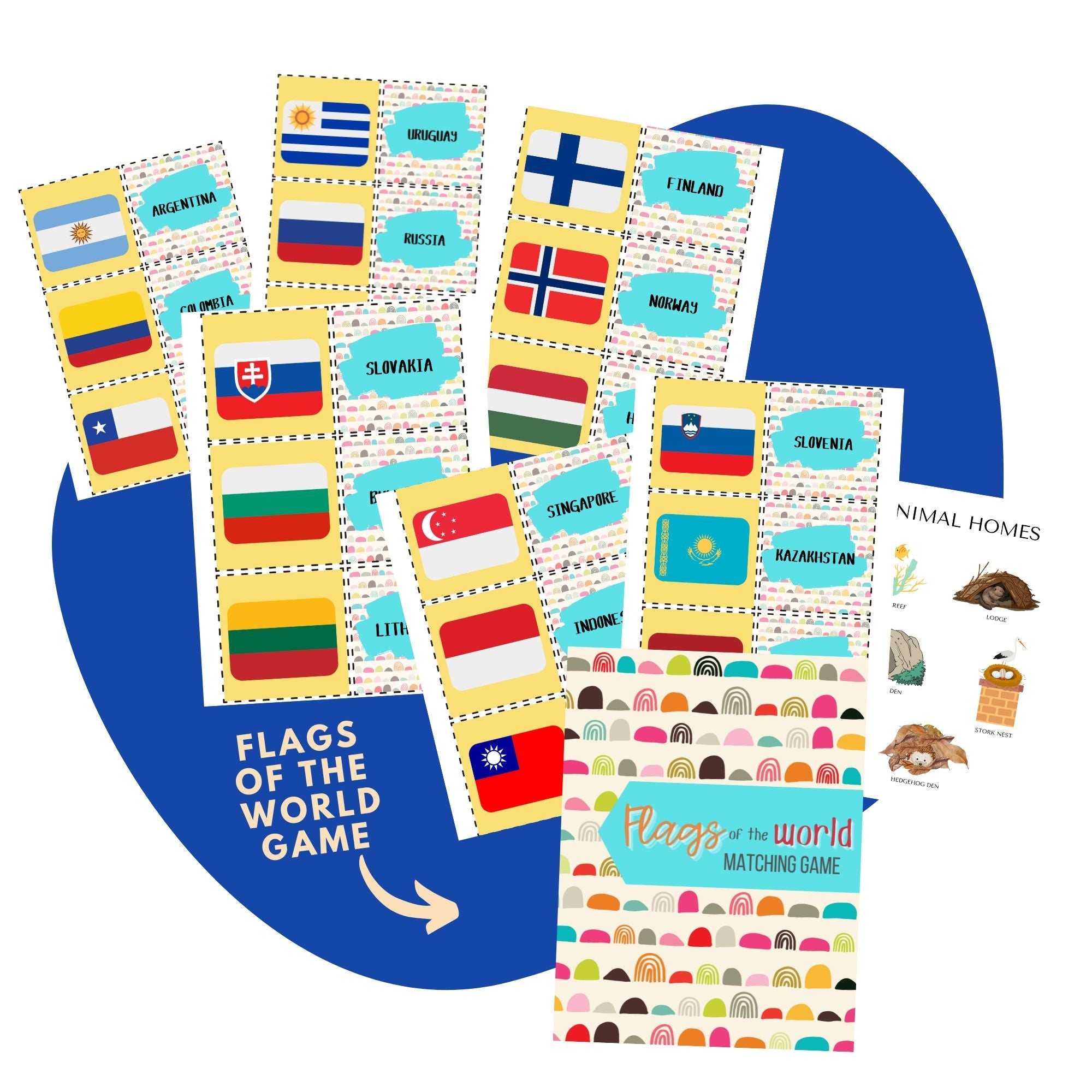 FLAGS OF THE WORLD MATCHING GAME PRINTABLE - Pop Sugar Cafe