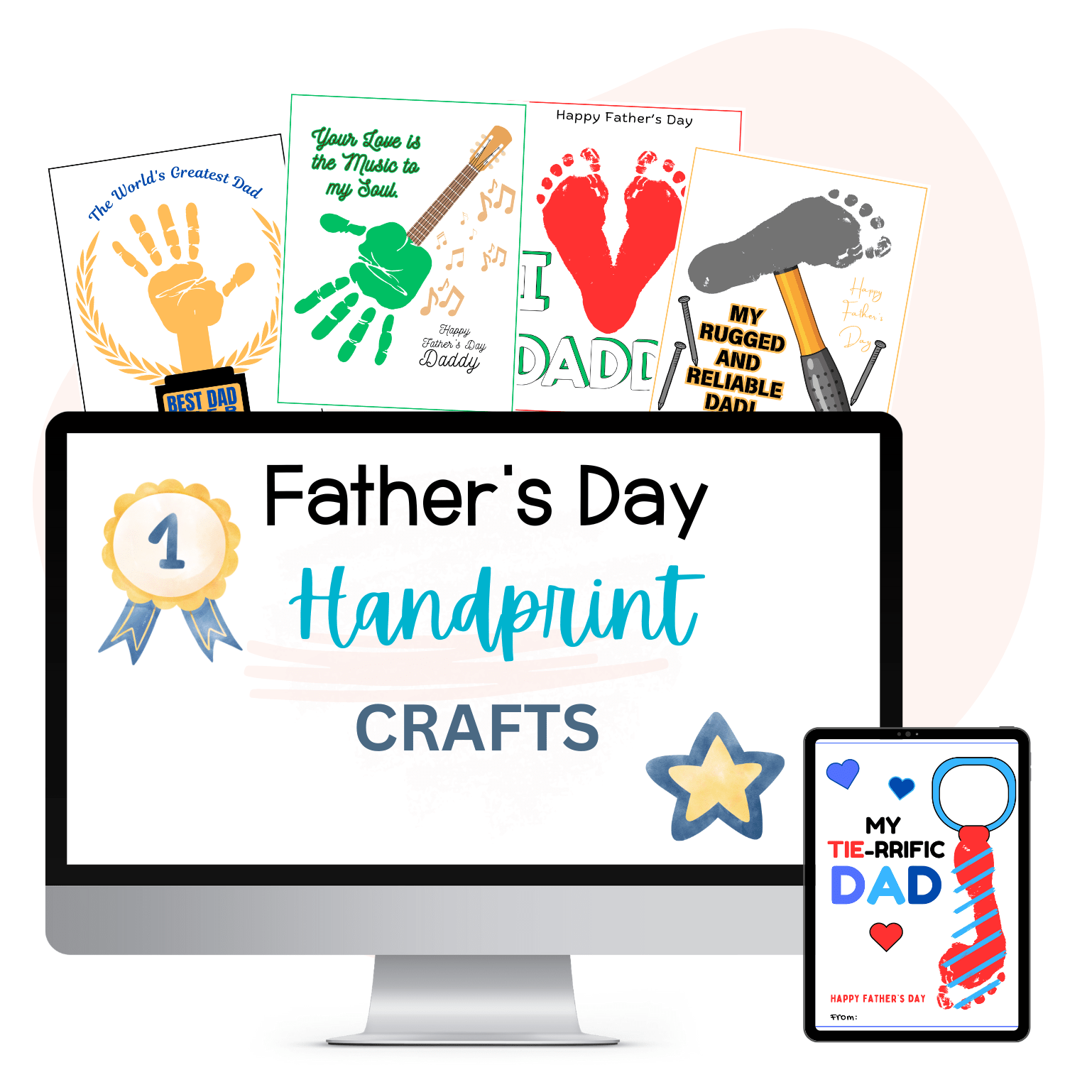 HAPPY FATHER'S DAY HANDPRINT CRAFT - Pop Sugar Cafe