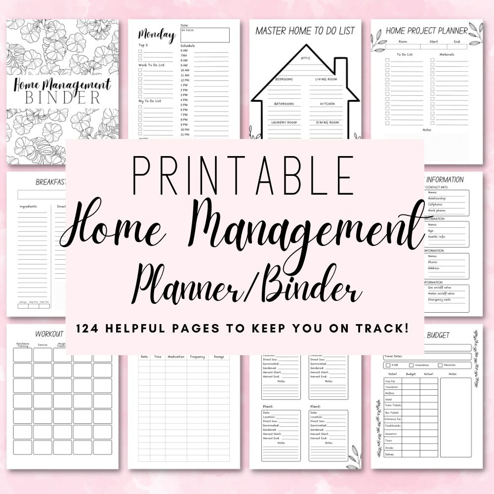 HOME MANAGEMENT BINDER BLACK & WHITE - Pop Sugar Cafe