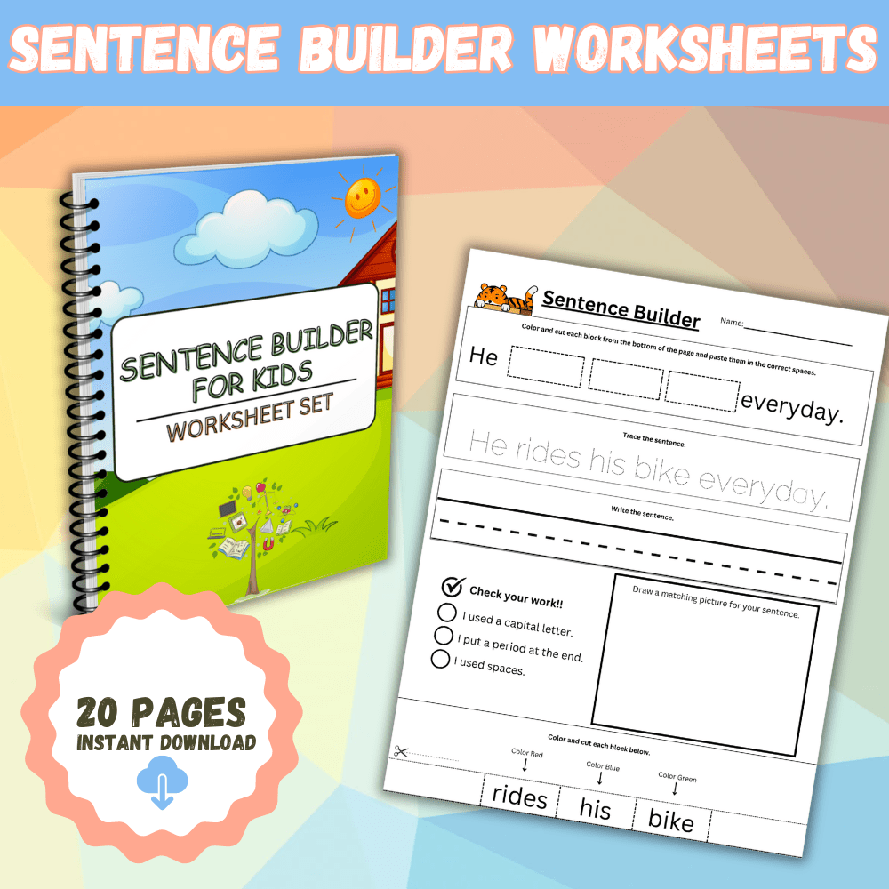 SENTENCE BUILDER WORKSHEETS - Pop Sugar Cafe