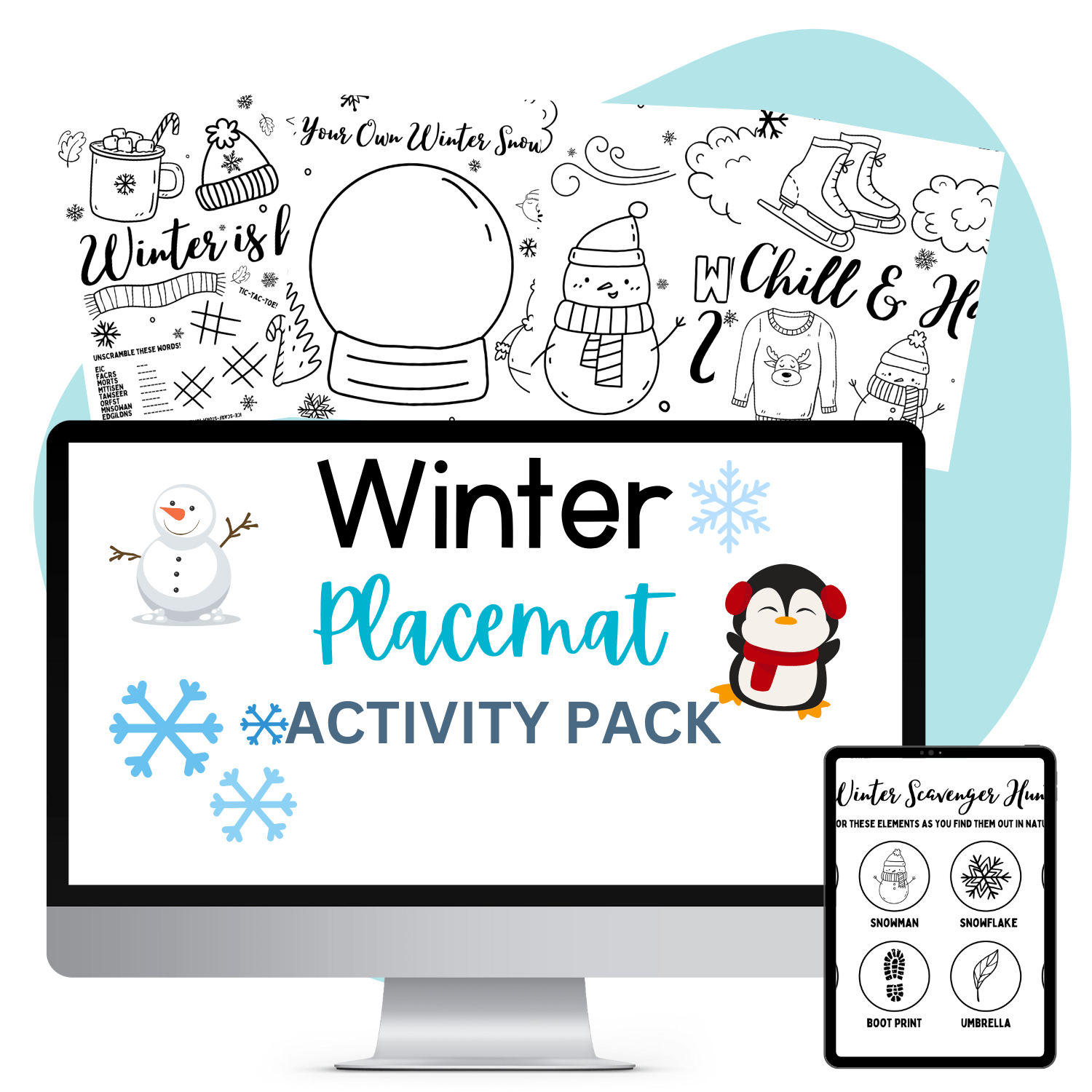 WINTER ACTIVITY PLACEMAT PACK - Pop Sugar Cafe