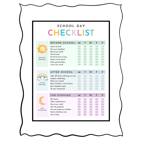 School Day Checklist For Kids - Pop Sugar Cafe