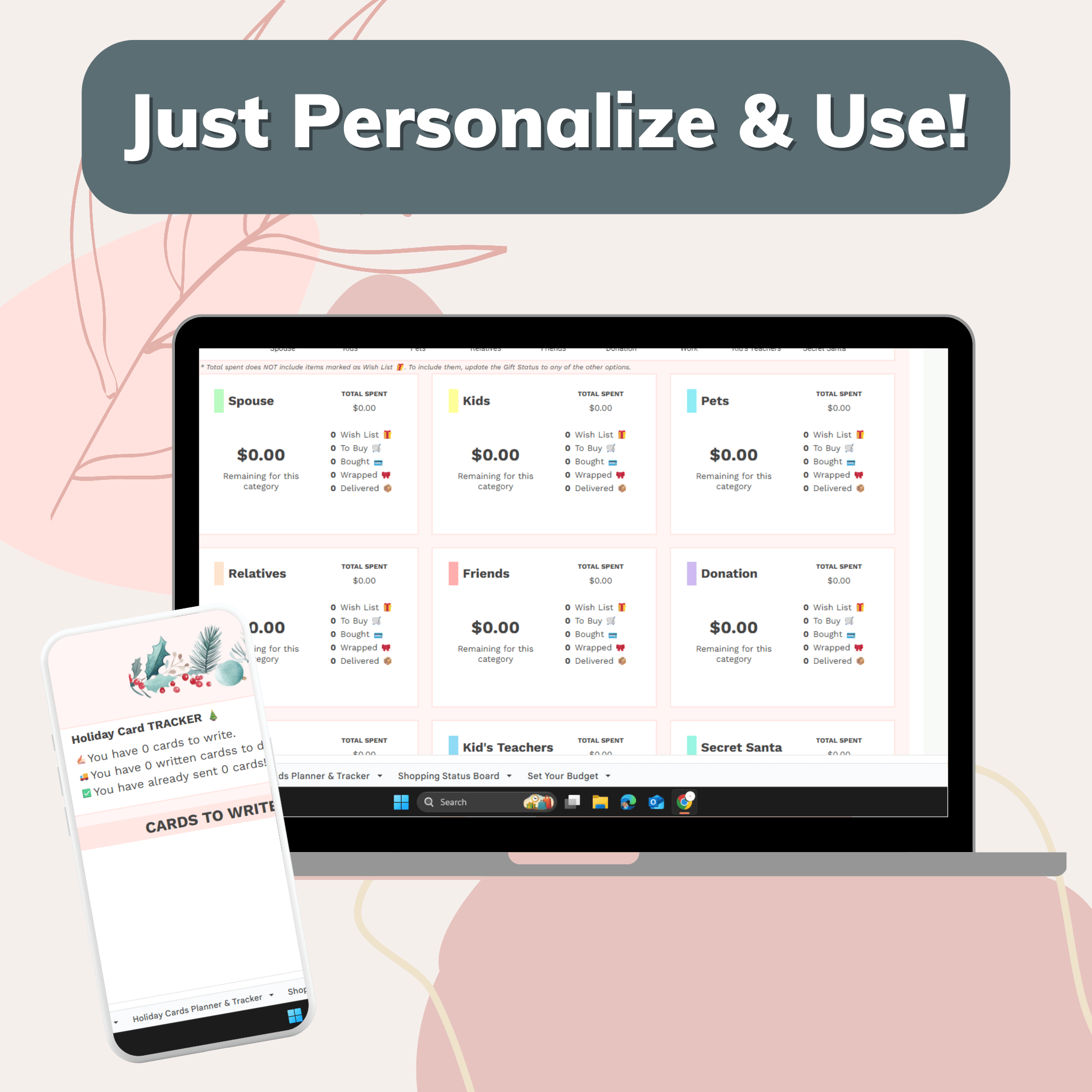 The Ultimate Holiday Gift Planner & Tracker | Google Sheets Digital Organizer - Pop Sugar Cafe