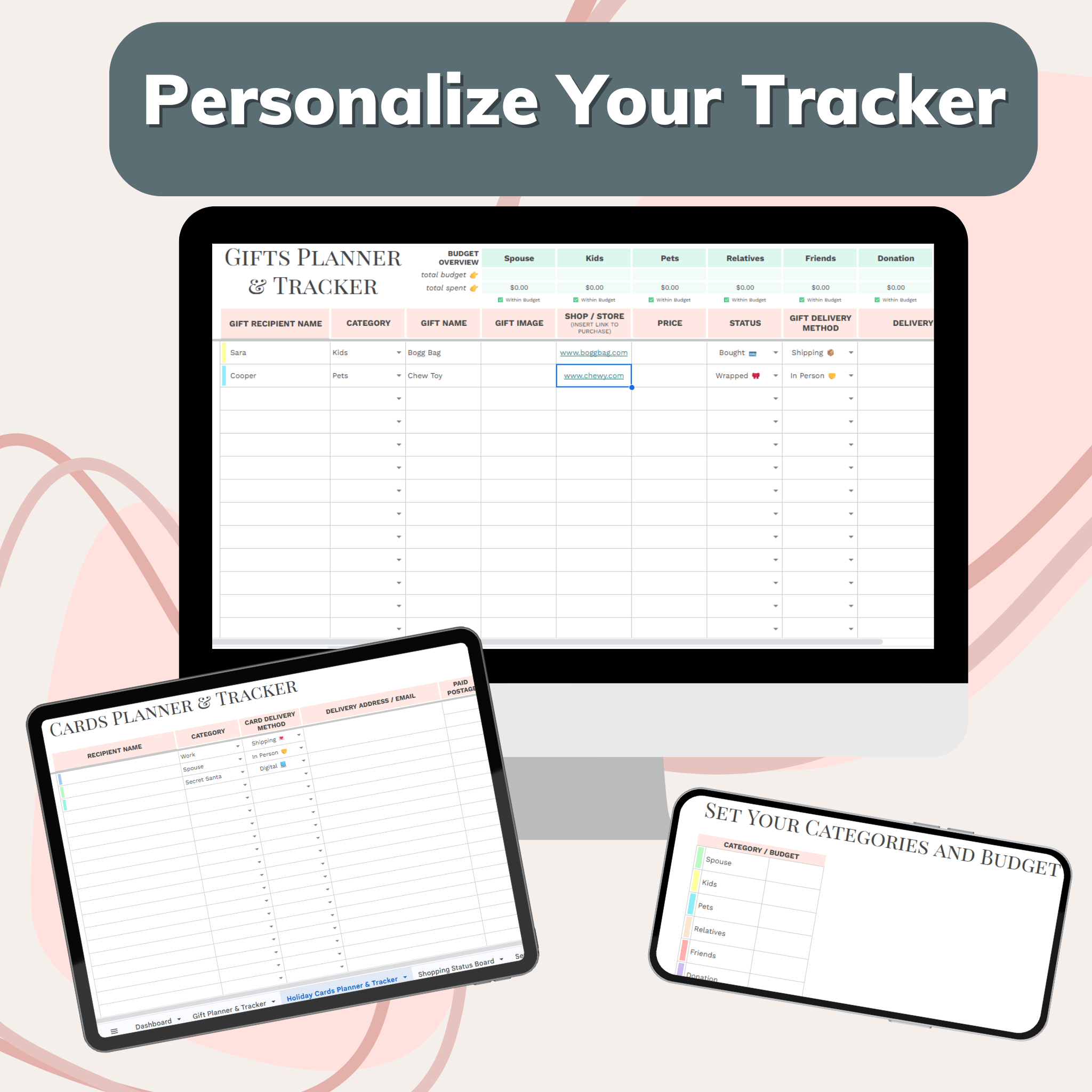 The Ultimate Holiday Gift Planner & Tracker | Google Sheets Digital Organizer - Pop Sugar Cafe